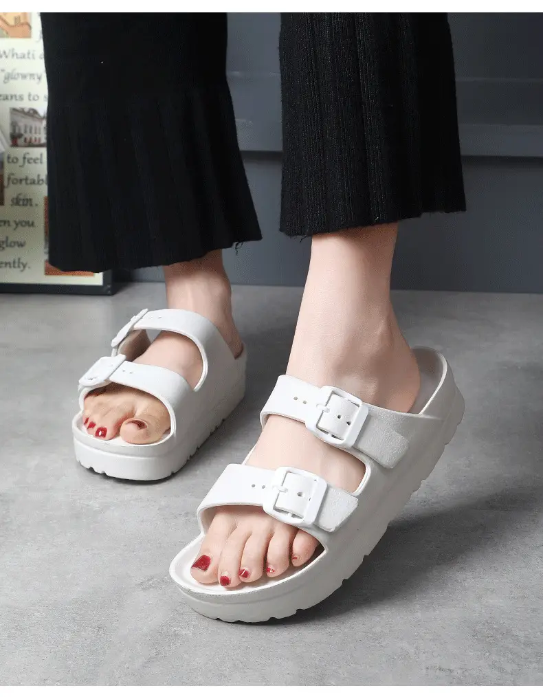 Birkenth Shoes Thick-soled Shoes Women's Birkenth Shoes Thick-soled EVA Slippers Heightened Outer Wear Sandals Classic Double Buckle Beach Shoes — feature 15
