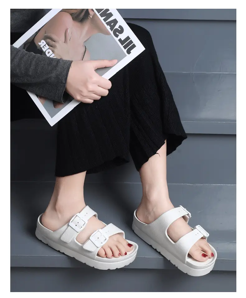 Birkenth Shoes Thick-soled Shoes Women's Birkenth Shoes Thick-soled EVA Slippers Heightened Outer Wear Sandals Classic Double Buckle Beach Shoes — feature 17