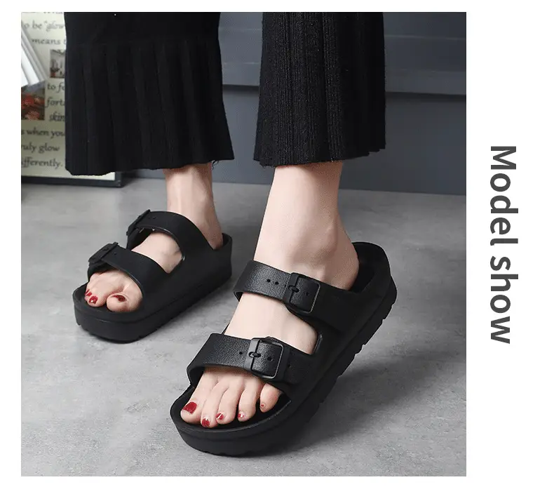 Birkenth Shoes Thick-soled Shoes Women's Birkenth Shoes Thick-soled EVA Slippers Heightened Outer Wear Sandals Classic Double Buckle Beach Shoes — feature 8