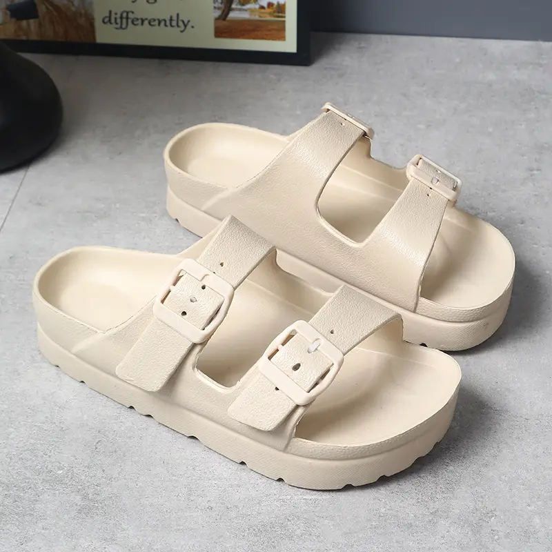 Birkenth Shoes Thick-soled Shoes Women's Birkenth Shoes Thick-soled EVA Slippers Heightened Outer Wear Sandals Classic Double Buckle Beach Shoes