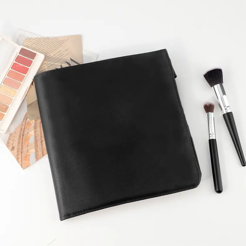 Black Crossbody Makeup Brush Bag PU Leather — feature 12