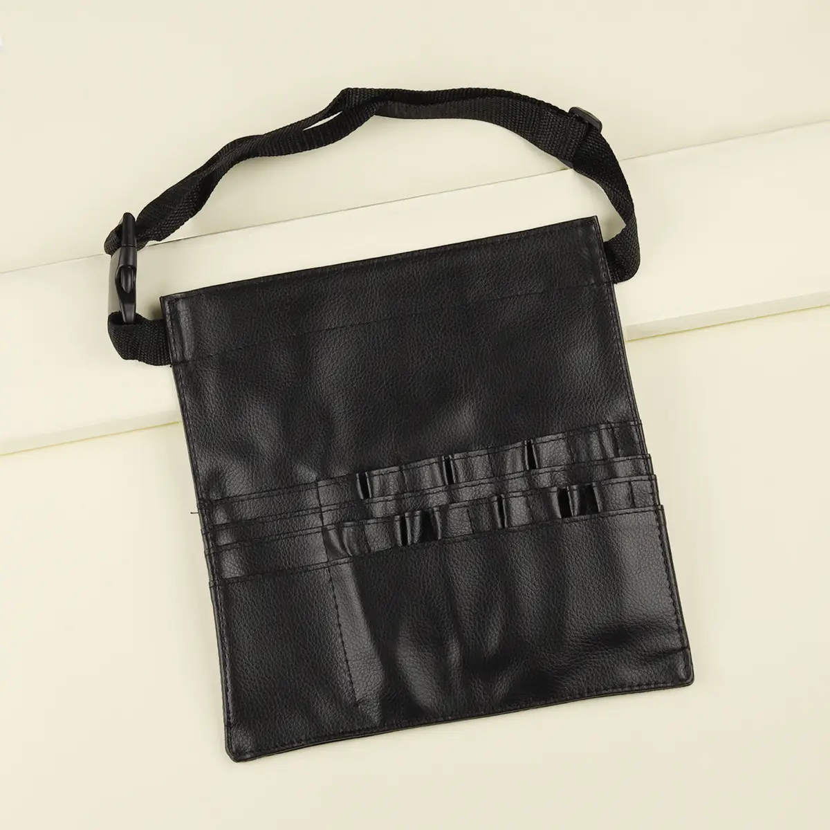 Black Crossbody Makeup Brush Bag PU Leather - Image 2
