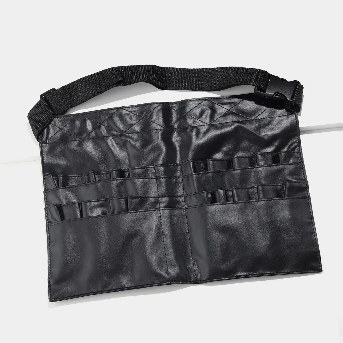 Black Crossbody Makeup Brush Bag PU Leather - Image 3