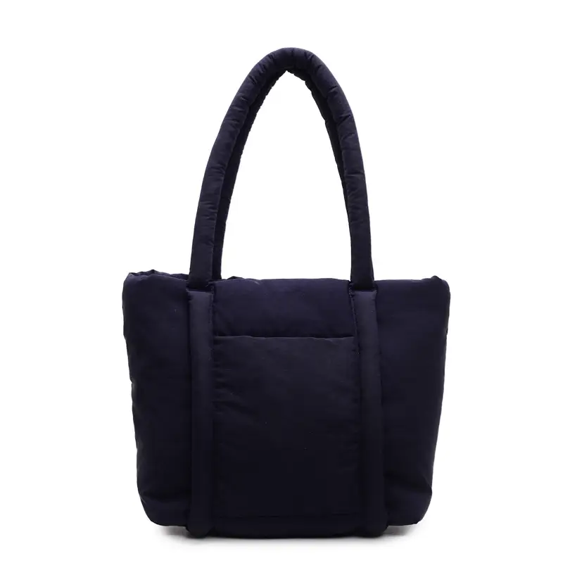 Women's Beige Cotton Padded Shoulder Bag Large Capacity - Image 5