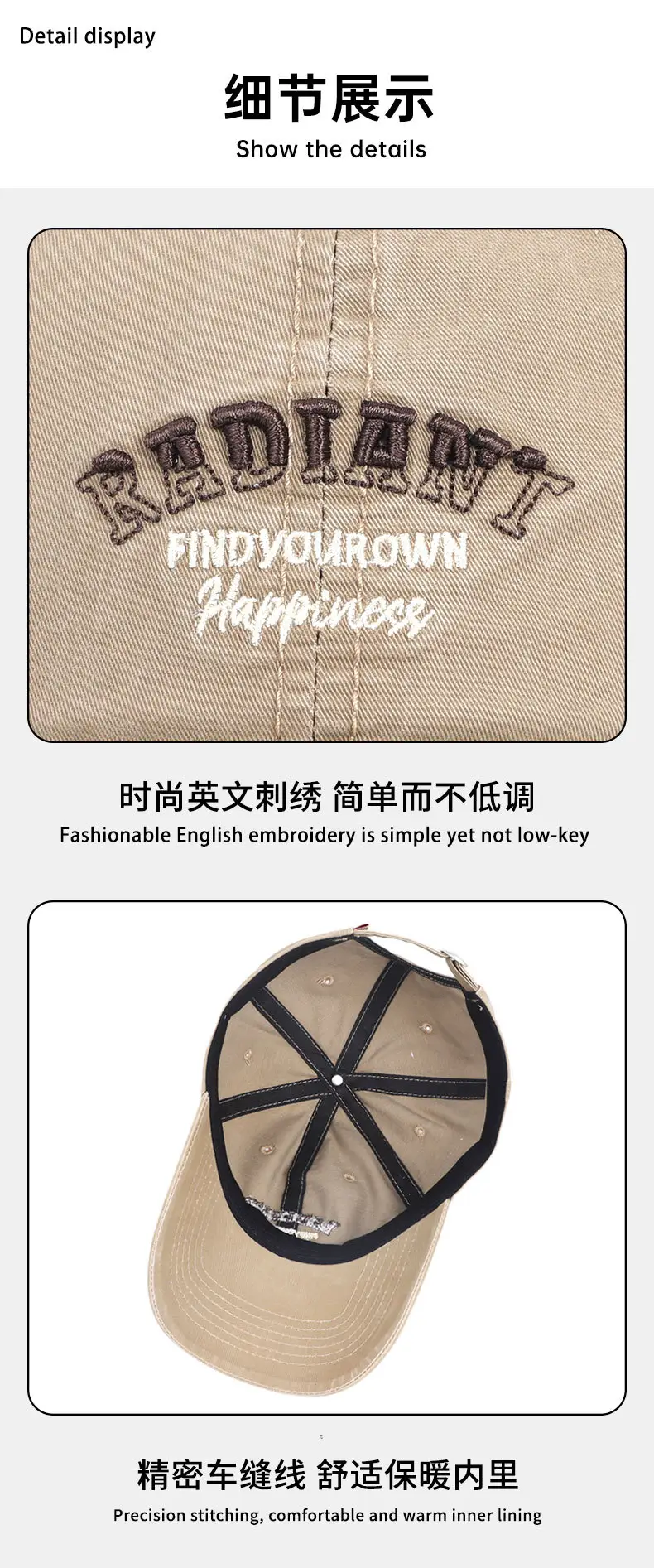 English Embroidered Baseball Cap for Women Men — feature 16