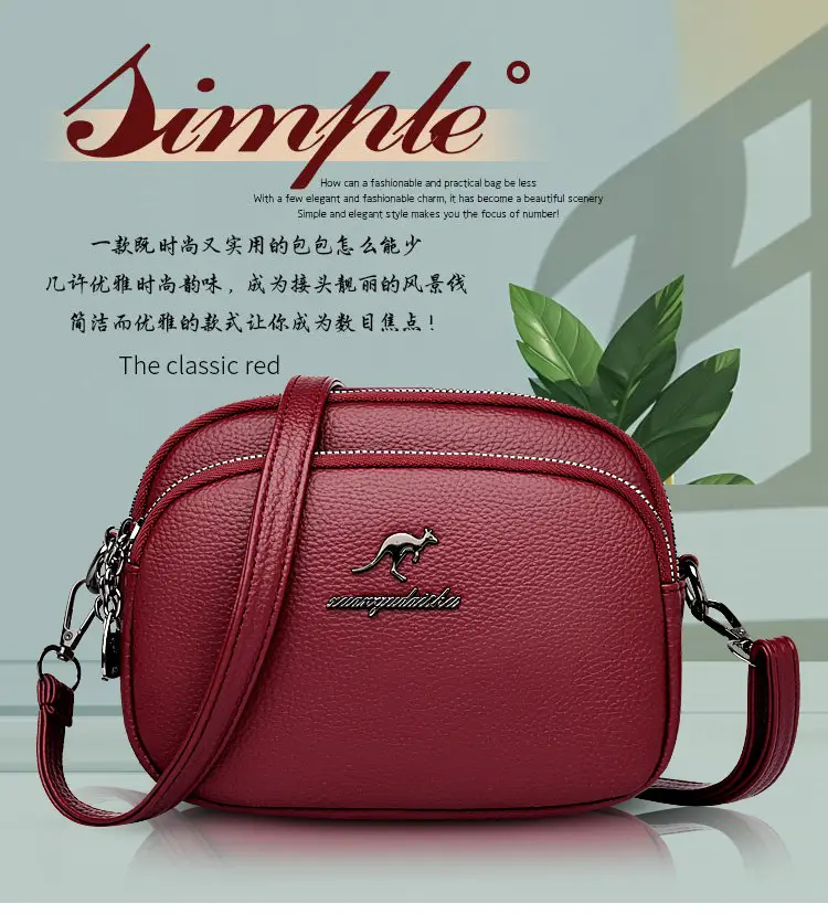 Black Soft Leather Three Layer Crossbody Bag for Women — feature 2