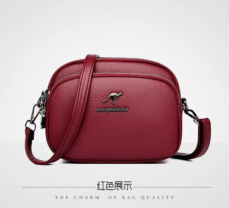 Black Soft Leather Three Layer Crossbody Bag for Women — feature 20