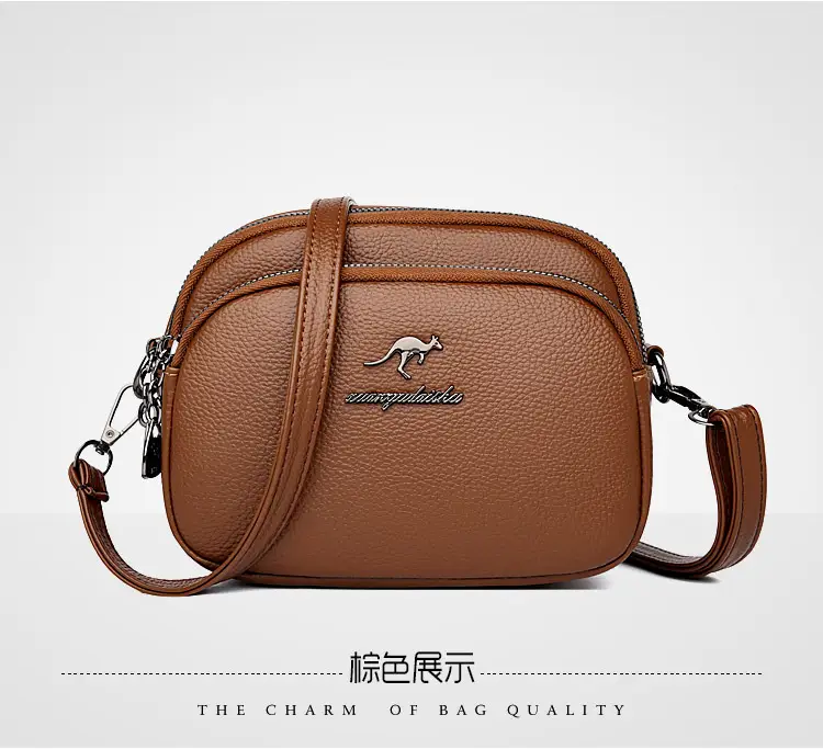 Black Soft Leather Three Layer Crossbody Bag for Women — feature 21