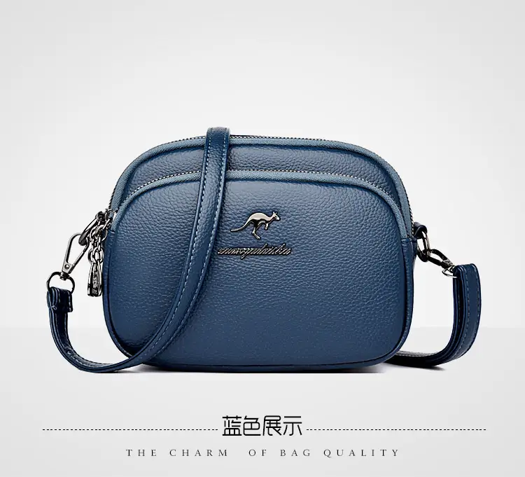 Black Soft Leather Three Layer Crossbody Bag for Women — feature 22