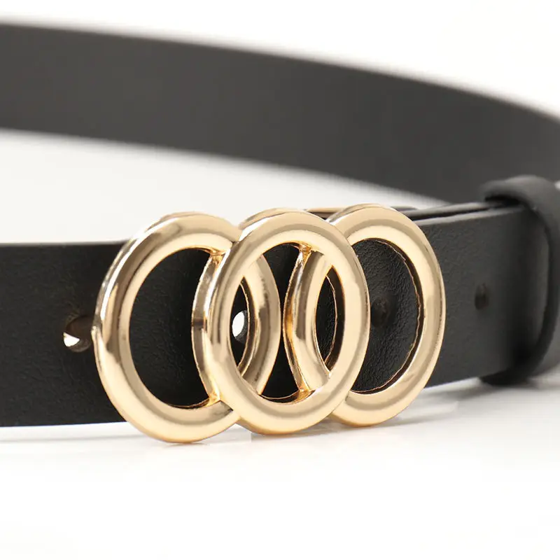 Women's Three-Circle Alloy Belt with Leather Straps - Image 9