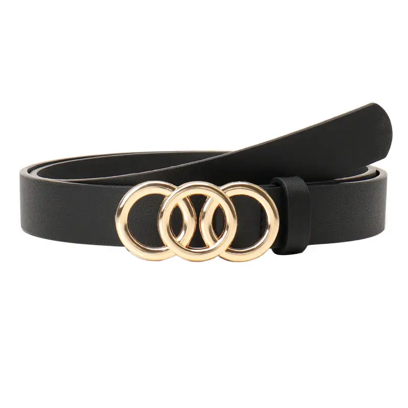 Women's Three-Circle Alloy Belt with Leather Straps - Image 10