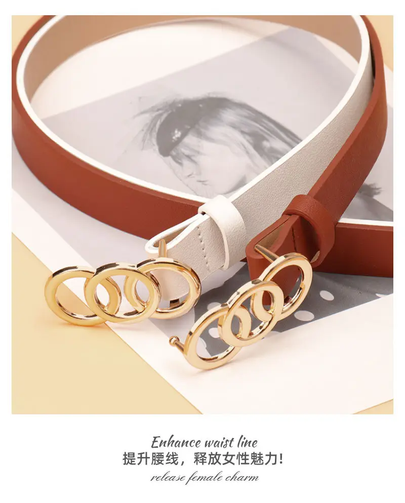 Women's Three-Circle Alloy Belt with Leather Straps — feature 23
