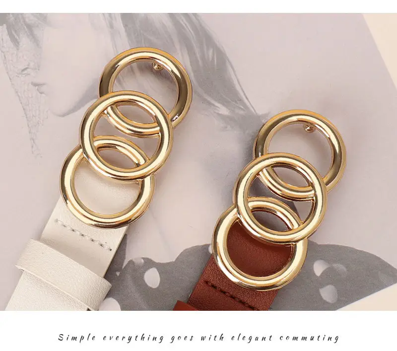 Women's Three-Circle Alloy Belt with Leather Straps — feature 25