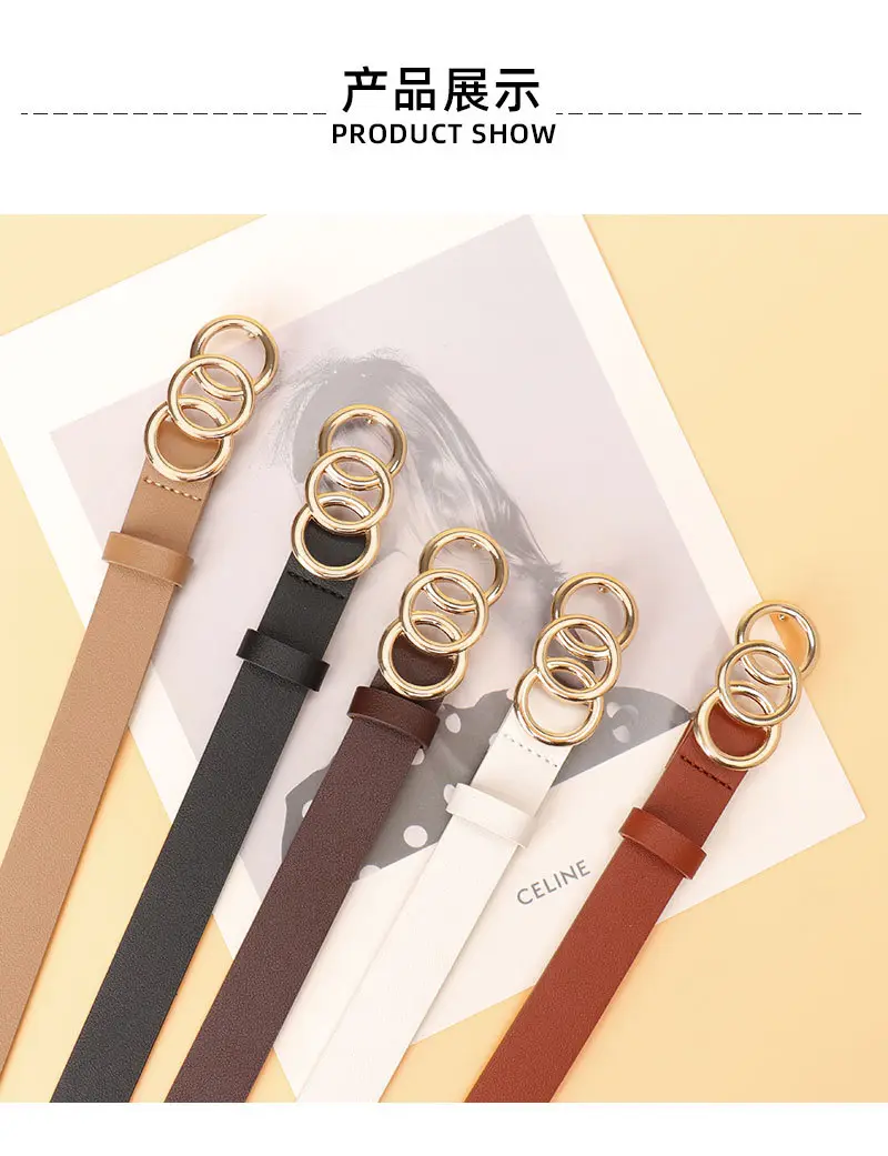 Women's Three-Circle Alloy Belt with Leather Straps — feature 33