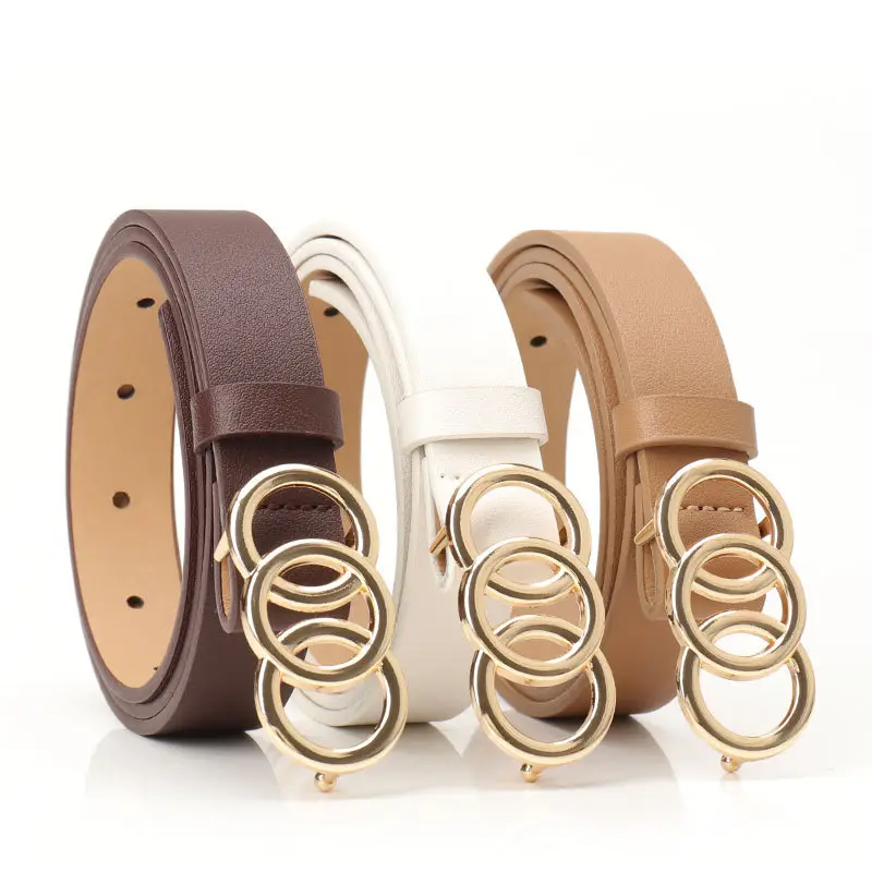 Women's Three-Circle Alloy Belt with Leather Straps — feature 34
