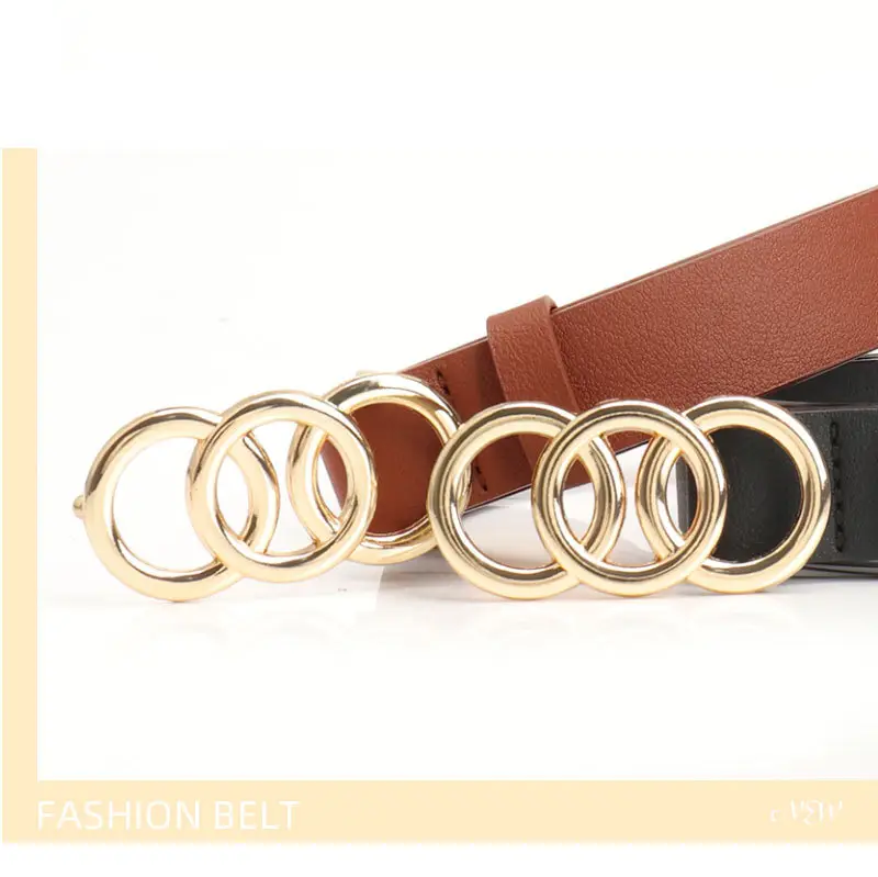 Women's Three-Circle Alloy Belt with Leather Straps — feature 35