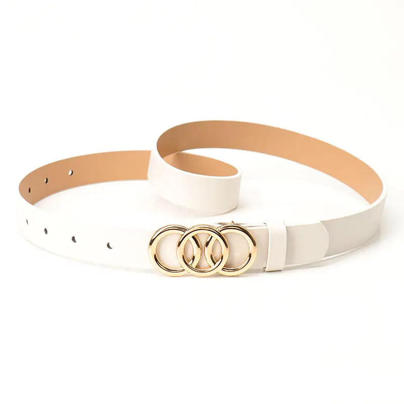 Women's Three-Circle Alloy Belt with Leather Straps - Image 2