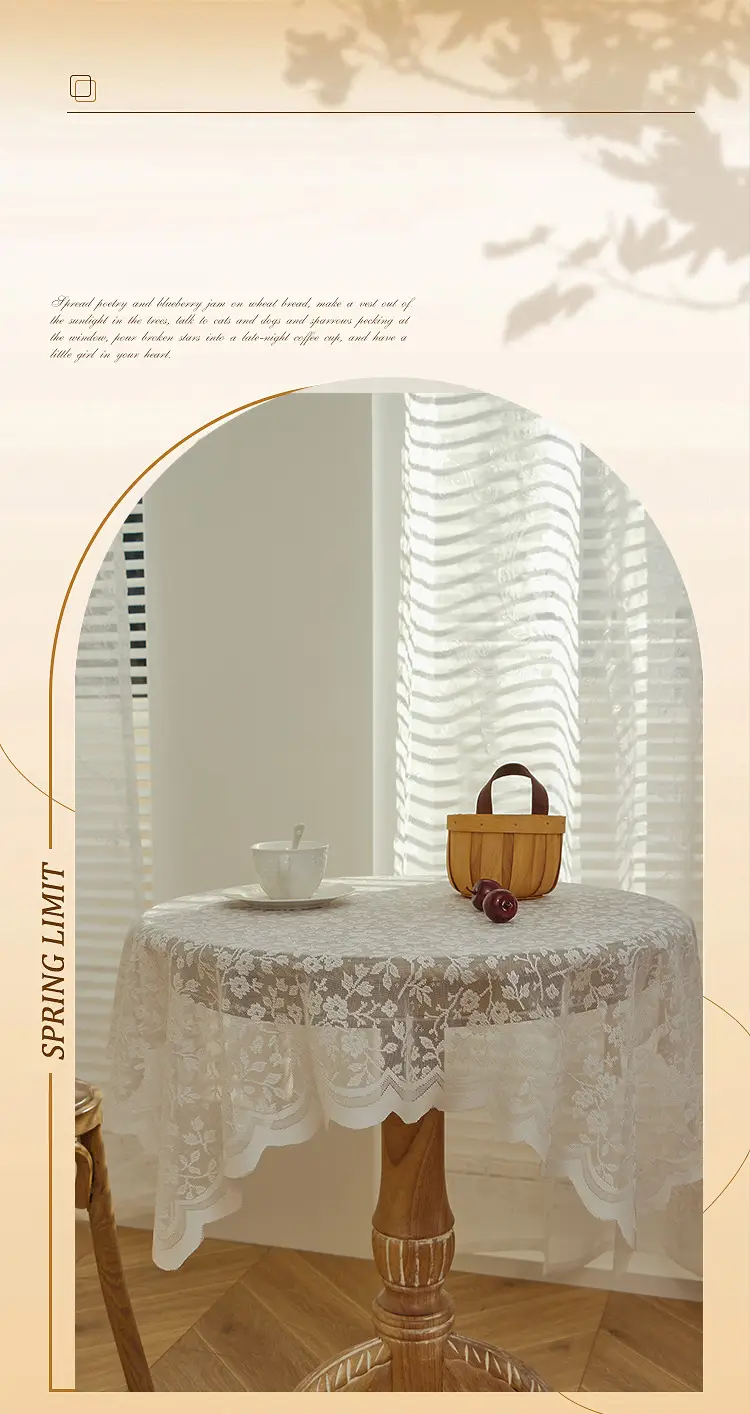 White lace tablecloth vintage coffee table cloth round table bedside table sofa refrigerator cover cloth pastoral style tablecloth wholesale — feature 1