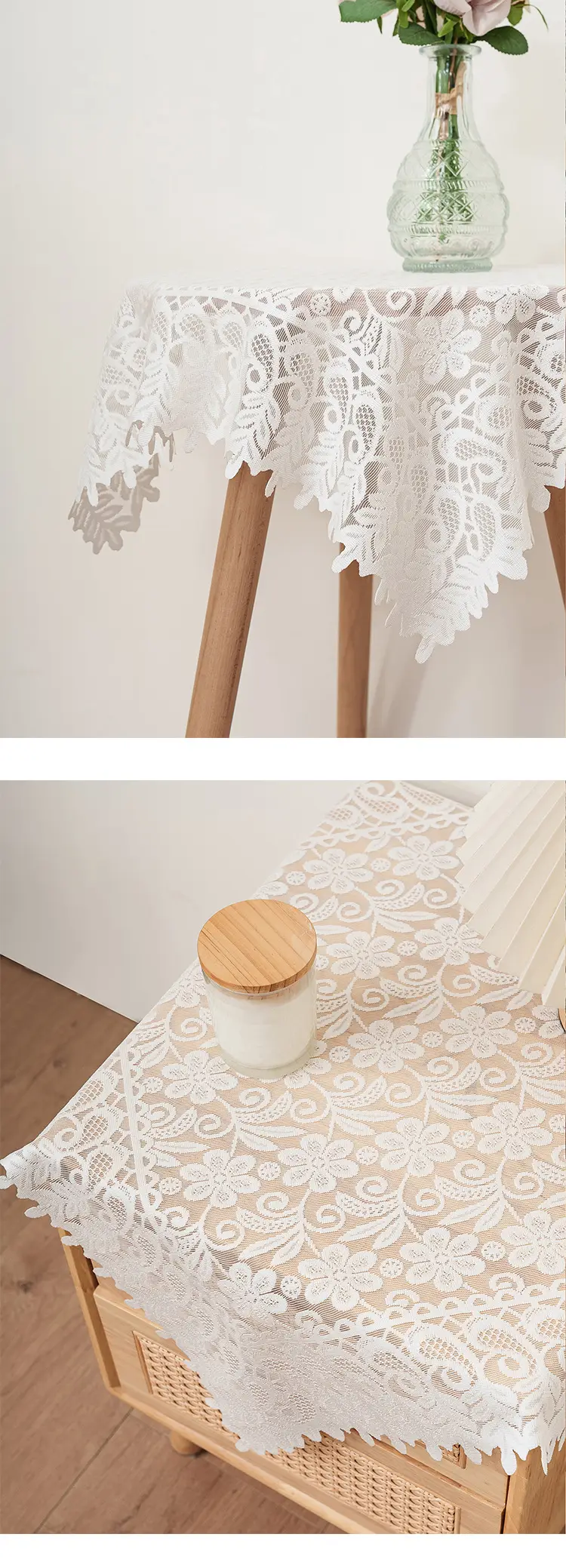 White lace tablecloth vintage coffee table cloth round table bedside table sofa refrigerator cover cloth pastoral style tablecloth wholesale — feature 16