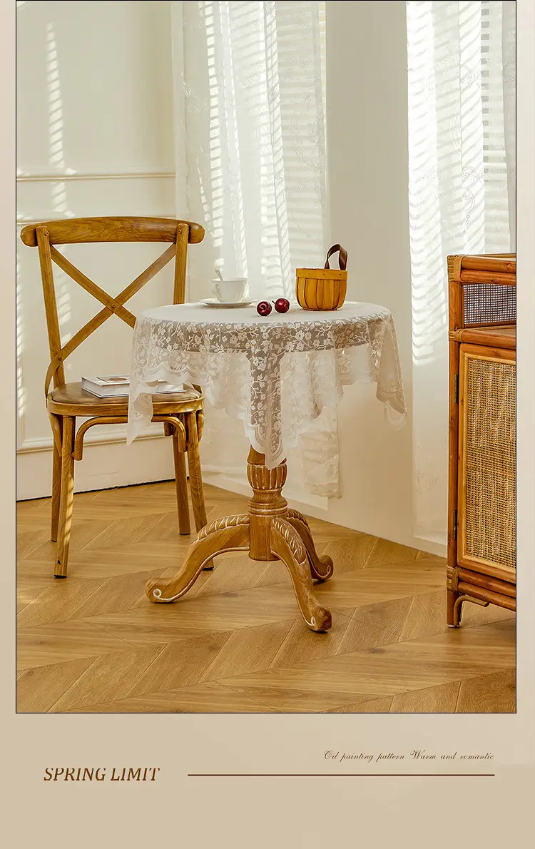 White lace tablecloth vintage coffee table cloth round table bedside table sofa refrigerator cover cloth pastoral style tablecloth wholesale — feature 2