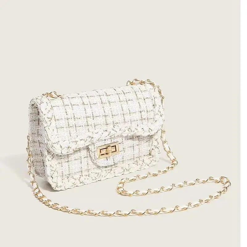 Small Chanel-Style Tweed Chain Bag for Women — feature 2