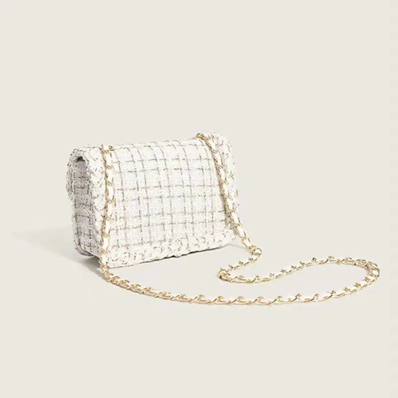 Small Chanel-Style Tweed Chain Bag for Women — feature 5