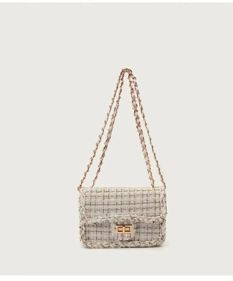 Small Chanel-Style Tweed Chain Bag for Women — feature 8
