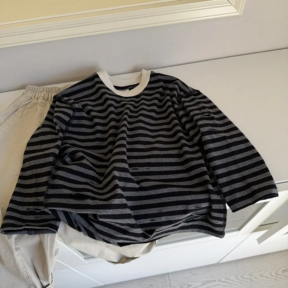 2025 Spring Striped T-Shirt for Boys Retro Loose Fit - Image 5