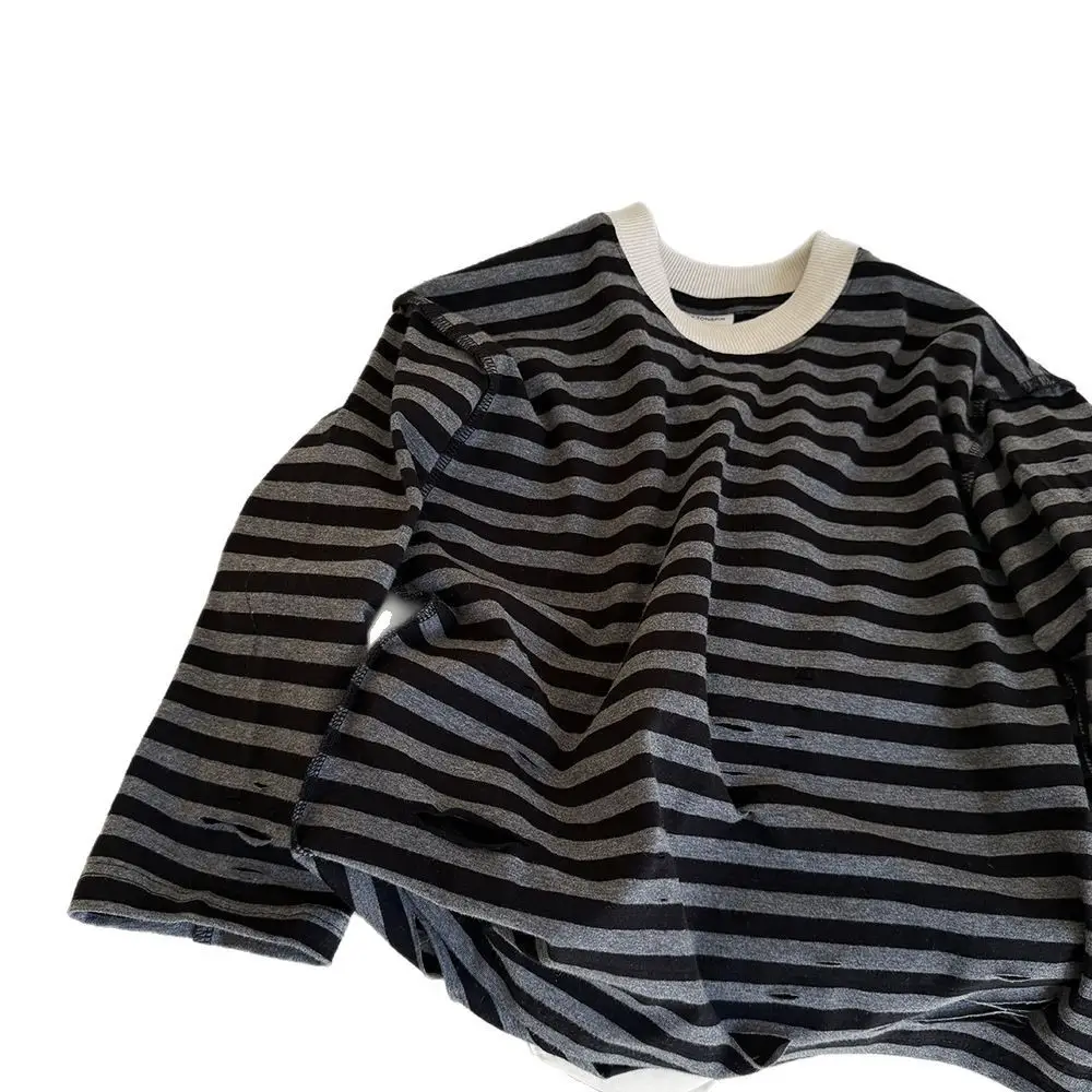 2025 Spring Striped T-Shirt for Boys Retro Loose Fit - Image 6