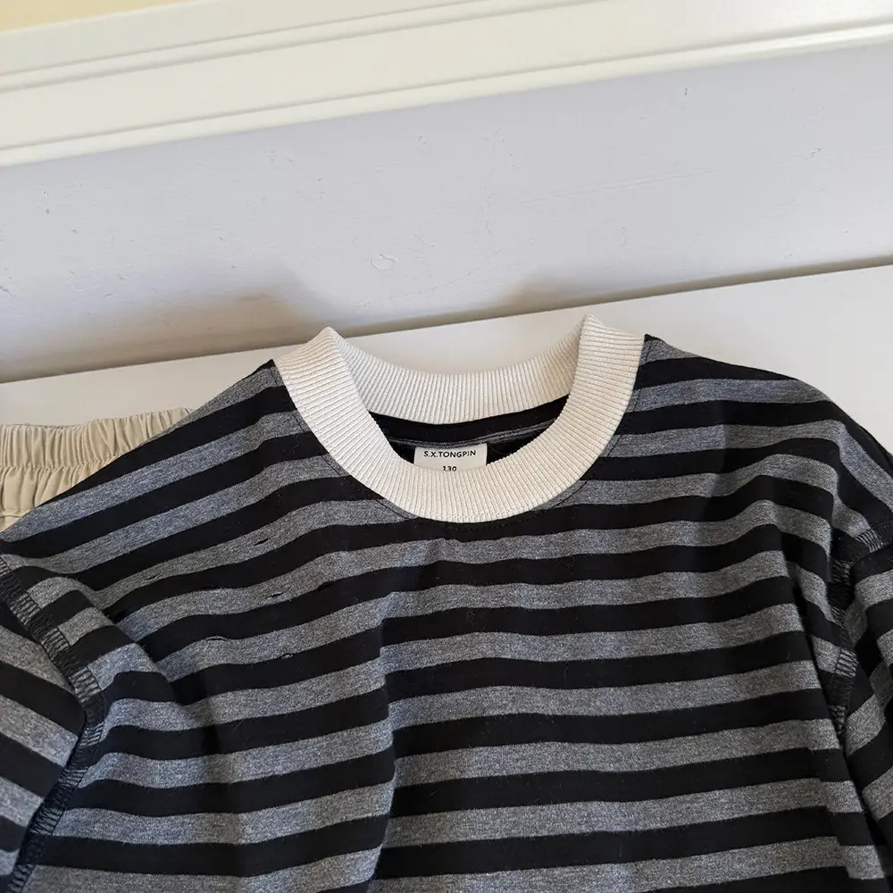 2025 Spring Striped T-Shirt for Boys Retro Loose Fit — feature 6