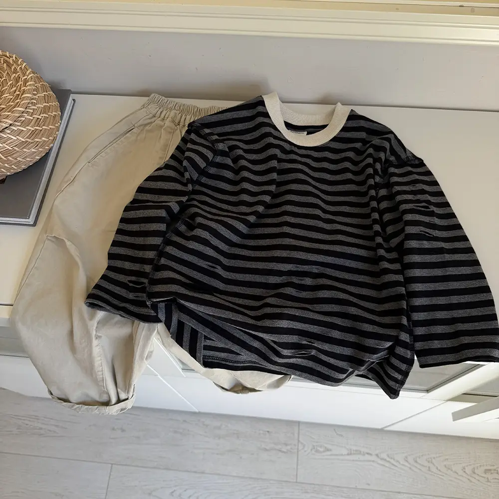 2025 Spring Striped T-Shirt for Boys Retro Loose Fit — feature 8