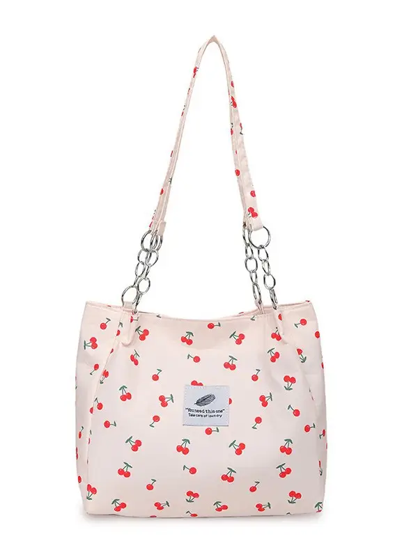 Women Cherry Print Canvas Shoulder Bag 2025 - Image 9