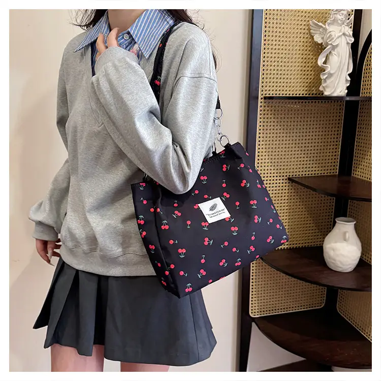 Women Cherry Print Canvas Shoulder Bag 2025 — feature 11