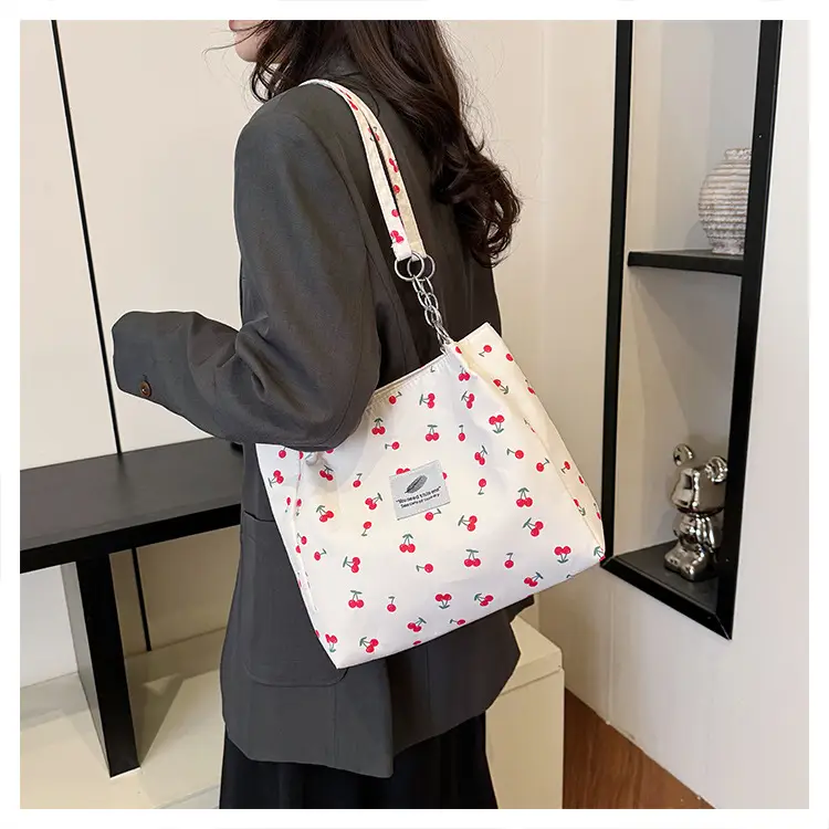 Women Cherry Print Canvas Shoulder Bag 2025 — feature 14