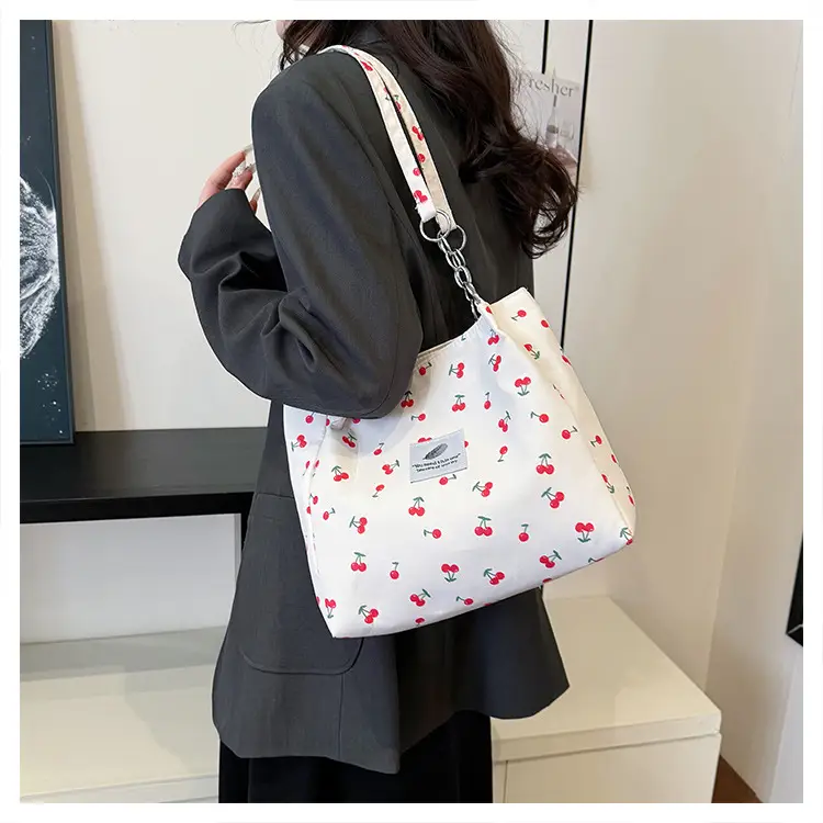 Women Cherry Print Canvas Shoulder Bag 2025 — feature 15