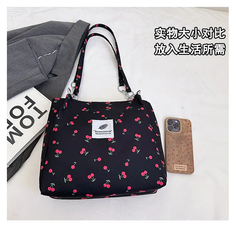 Women Cherry Print Canvas Shoulder Bag 2025 — feature 6