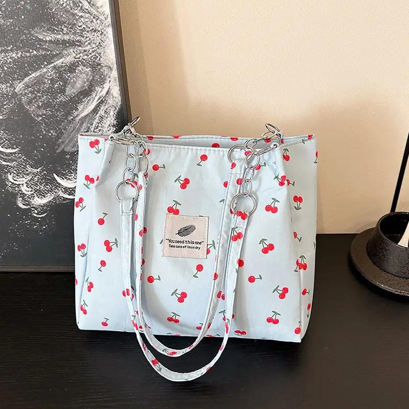 Women Cherry Print Canvas Shoulder Bag 2025 - Image 4