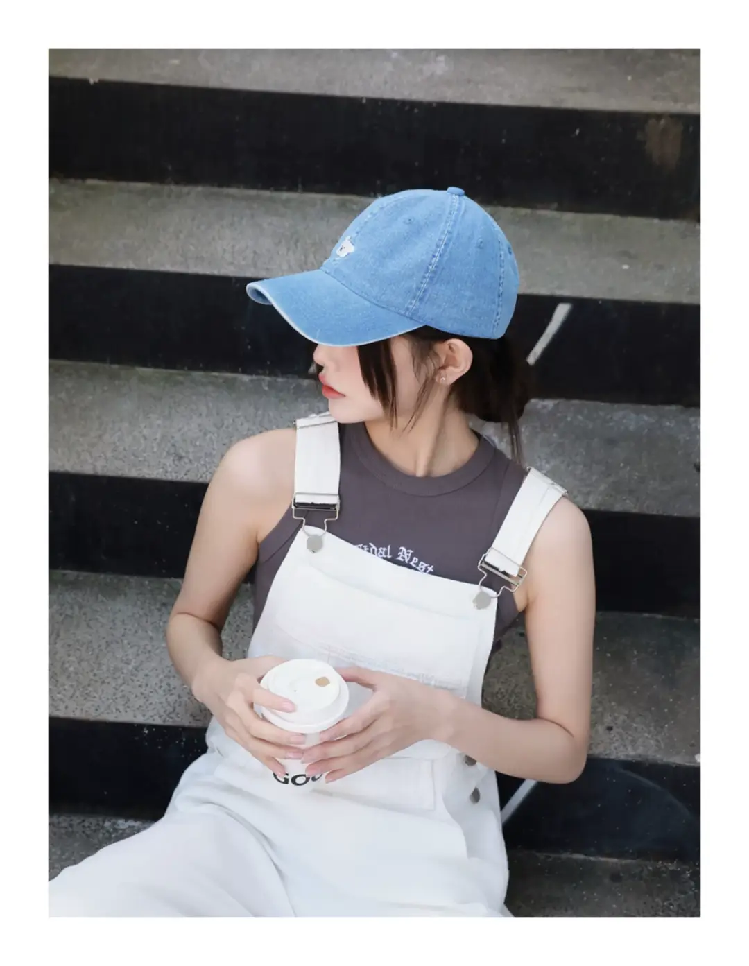 Women Blue Baseball Cap with Cartoon Print — feature 10