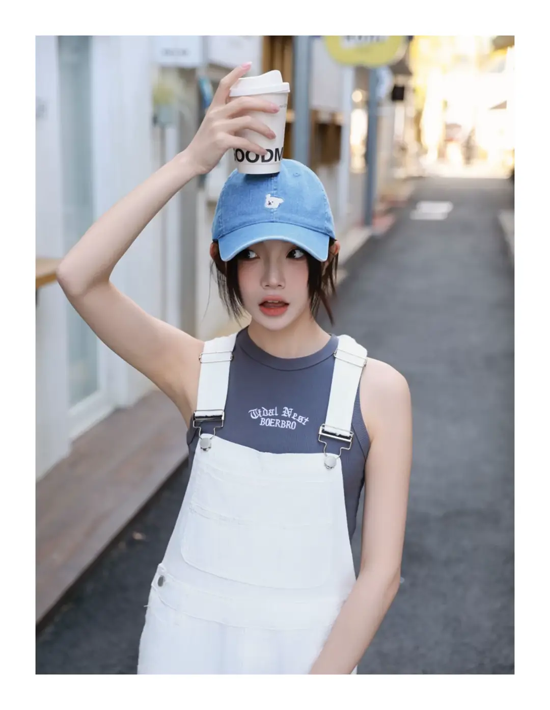 Women Blue Baseball Cap with Cartoon Print — feature 11