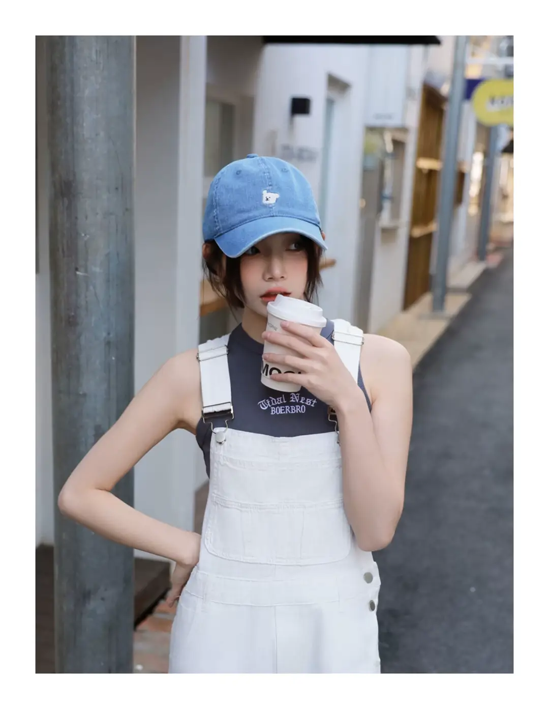 Women Blue Baseball Cap with Cartoon Print — feature 12