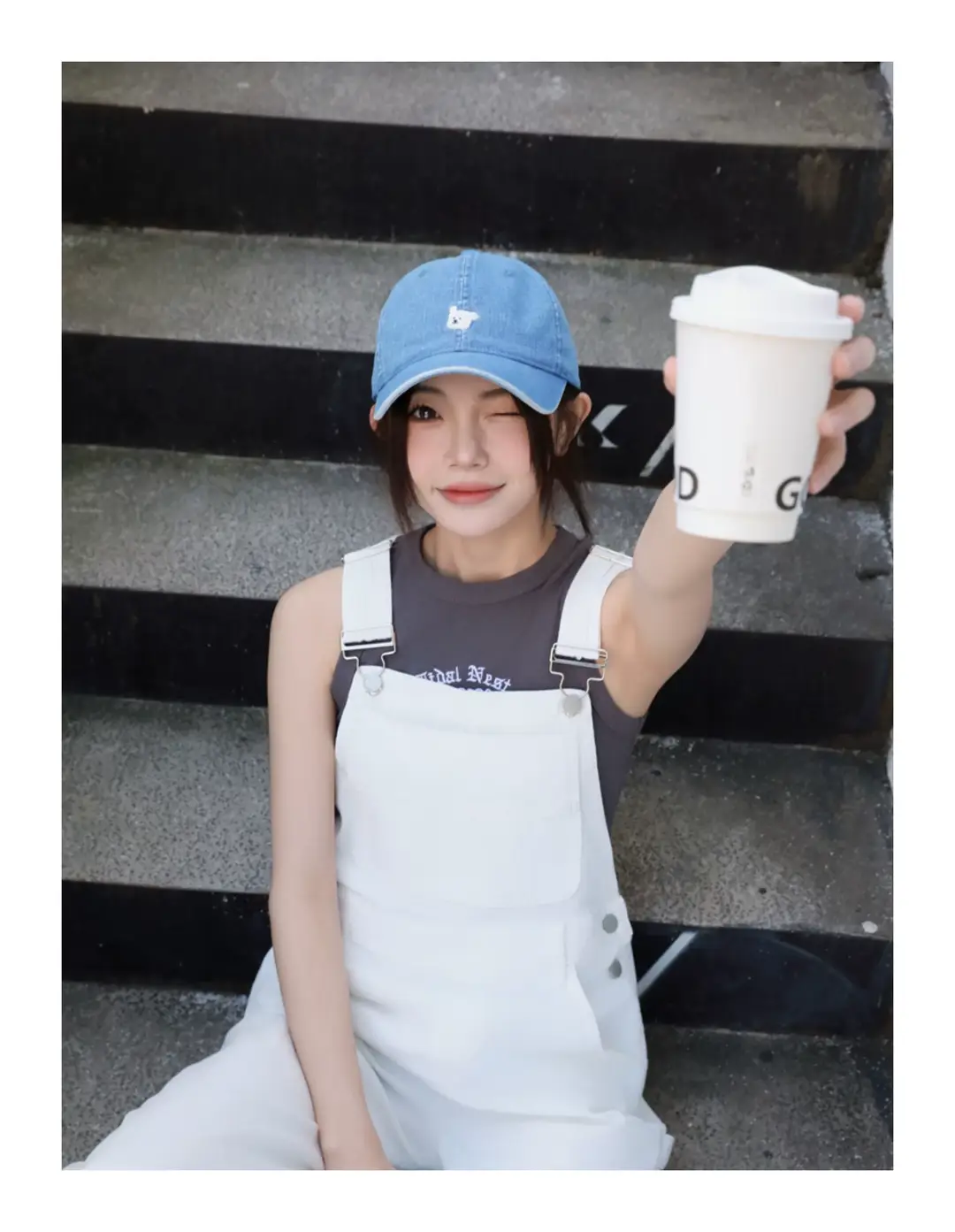Women Blue Baseball Cap with Cartoon Print — feature 13