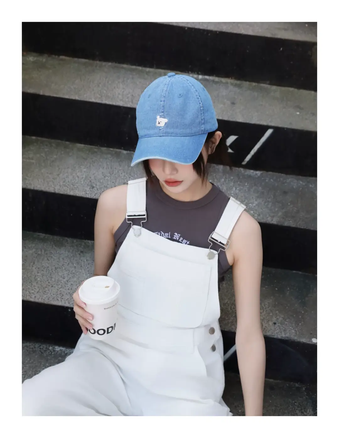 Women Blue Baseball Cap with Cartoon Print — feature 8