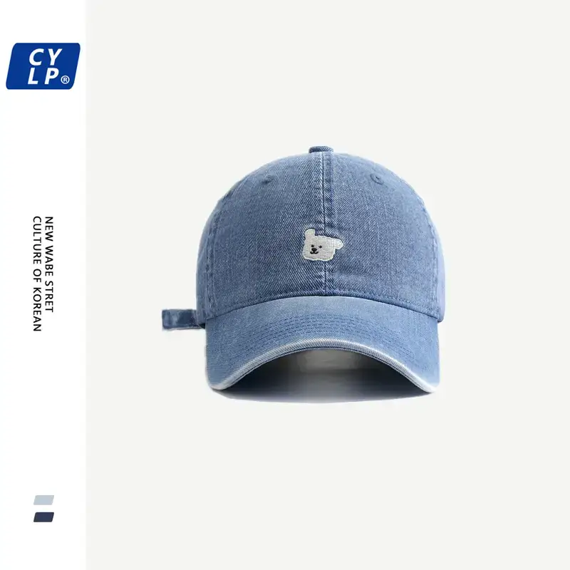 Women Blue Baseball Cap with Cartoon Print - Image 2