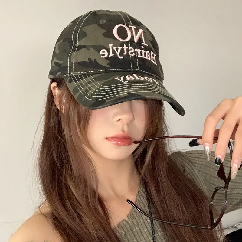 Korean Style Camouflage Letter Cap for Women - Image 2
