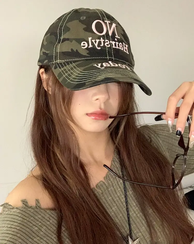 Korean Style Camouflage Letter Cap for Women — feature 18