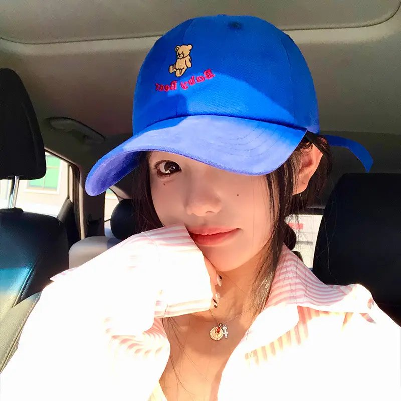 Blue Bear Embroidered Women's Baseball Cap Wide Brim - Image 5