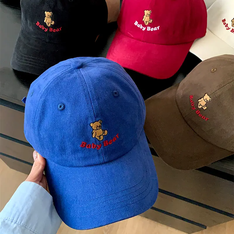 Blue Bear Embroidered Women's Baseball Cap Wide Brim - Image 6