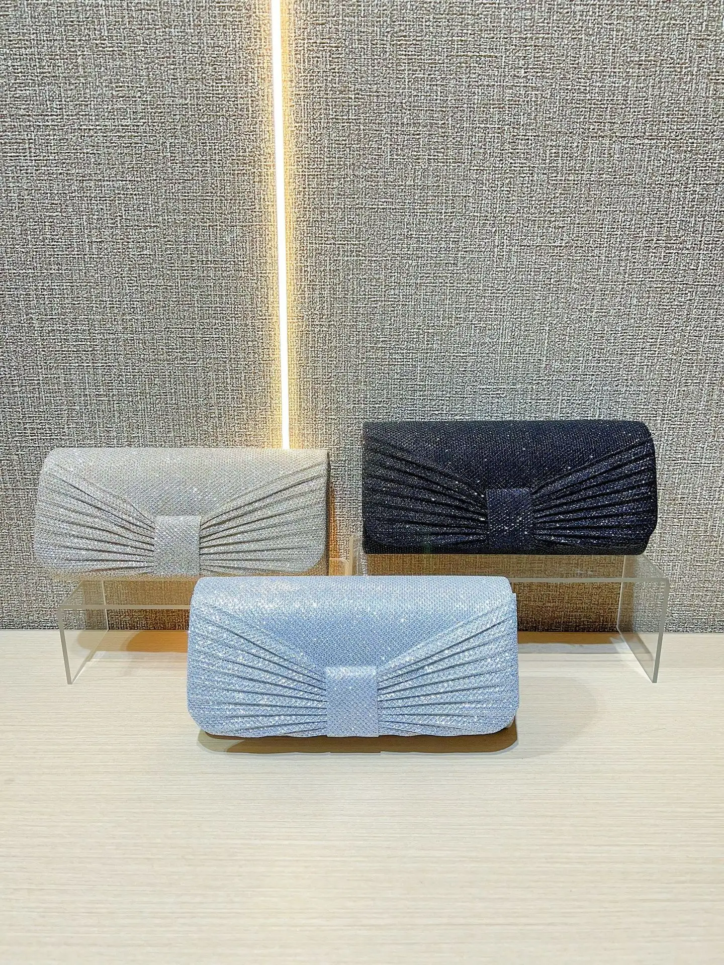 New Cross-border Pleated Silver Evening Bag - Image 7