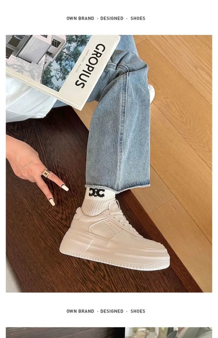 Platform thick-soled student shoes women's ins tide spring 2025 new all-match casual sports small white shoes skate shoes — feature 10