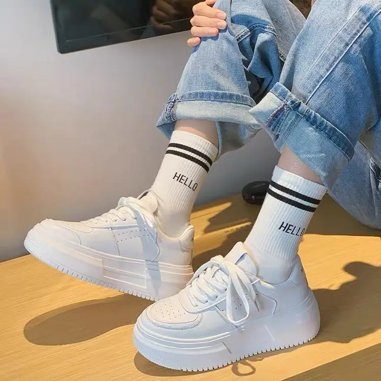 Platform thick-soled student shoes women's ins tide spring 2025 new all-match casual sports small white shoes skate shoes — feature 13